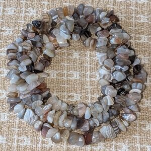 Agate & Gemstone Chip Bead Necklace - Natural & Earthy Neutral Tones